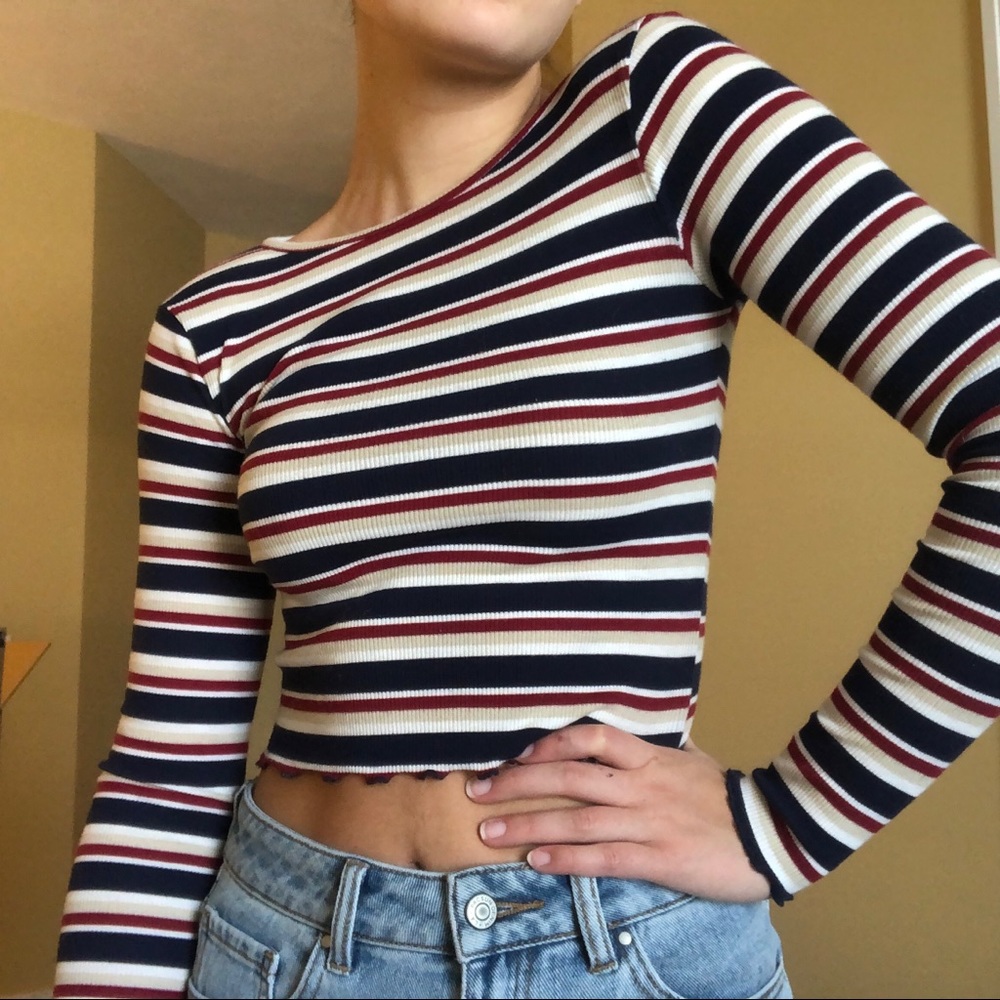 H&M Cropped striped long sleeve